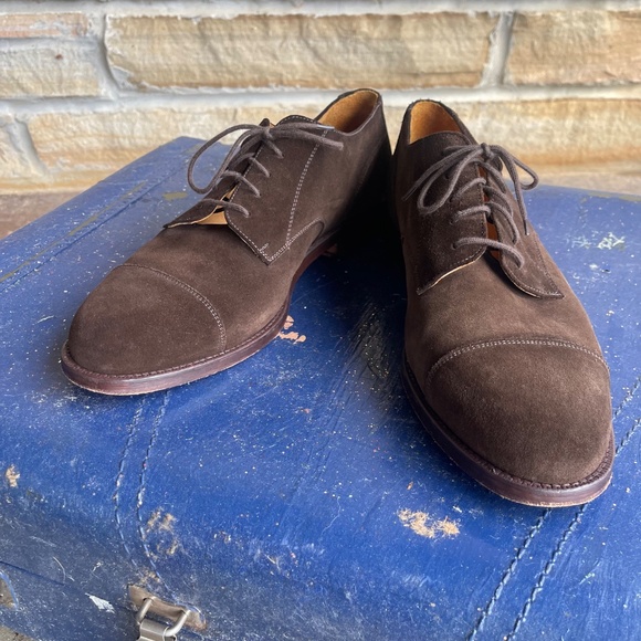 Men\'s Size 10.5M Land\'s End Classic Brown Suede Derby Shoes